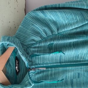 THE NORTH FACE I Mint/Teal Striped  "Mezzaluna" Fleece Full-Zip Hoodie Jacket. M